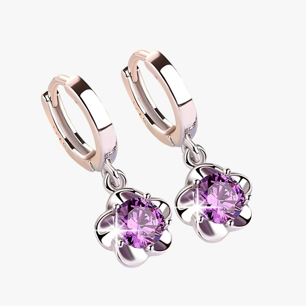 Silver-Tone Earrings with Sparkling Zirconia