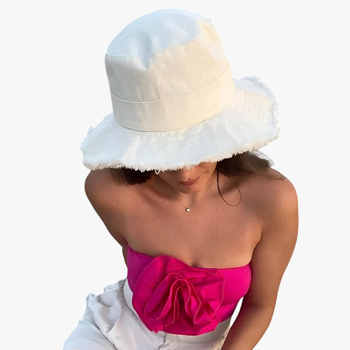 Adjustable denim bucket hat with drawstring fit