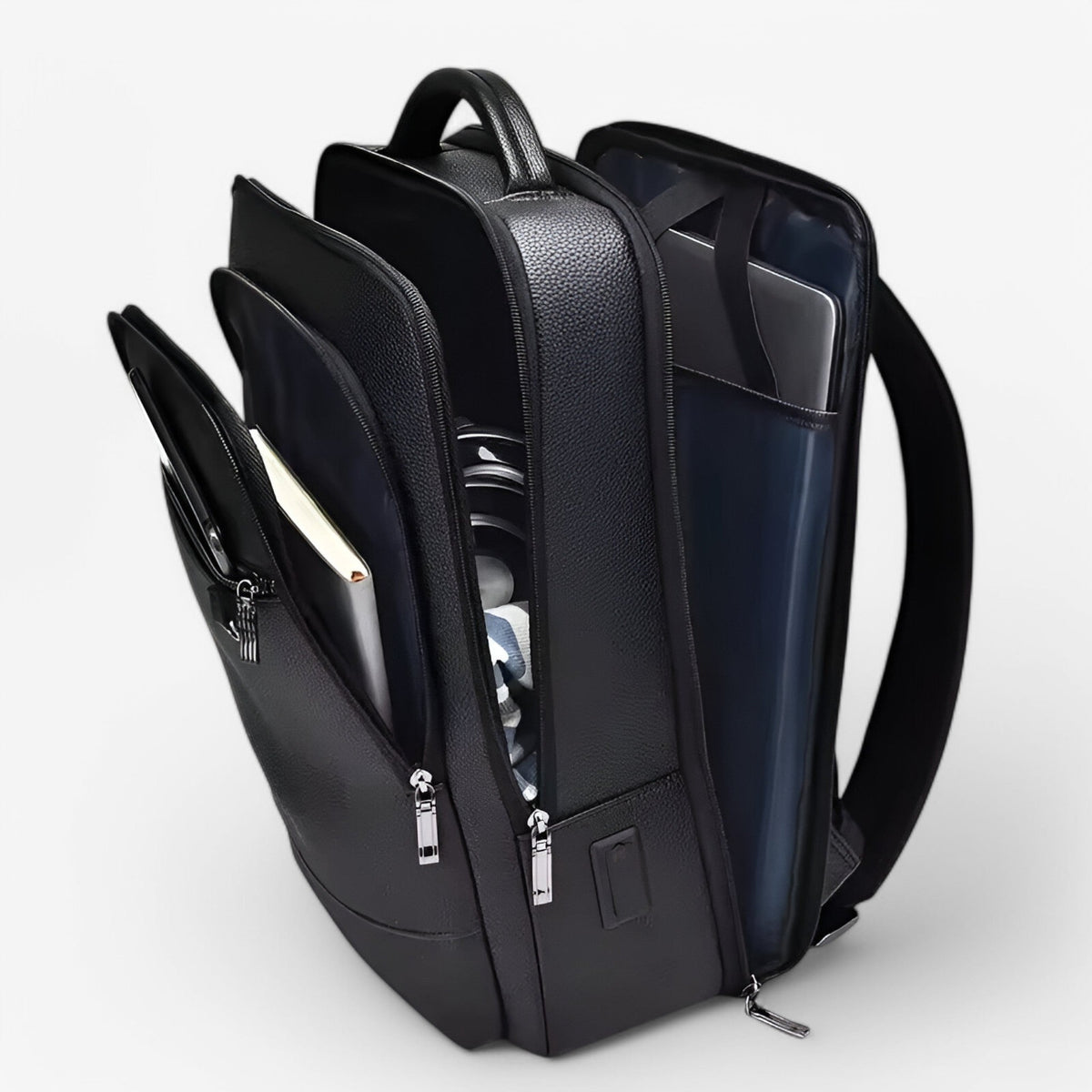 Faux Leather Backpack with Built-In USB Charging Port