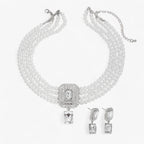 Multi-Layered Pearl Necklace and Earring Set for Occasions