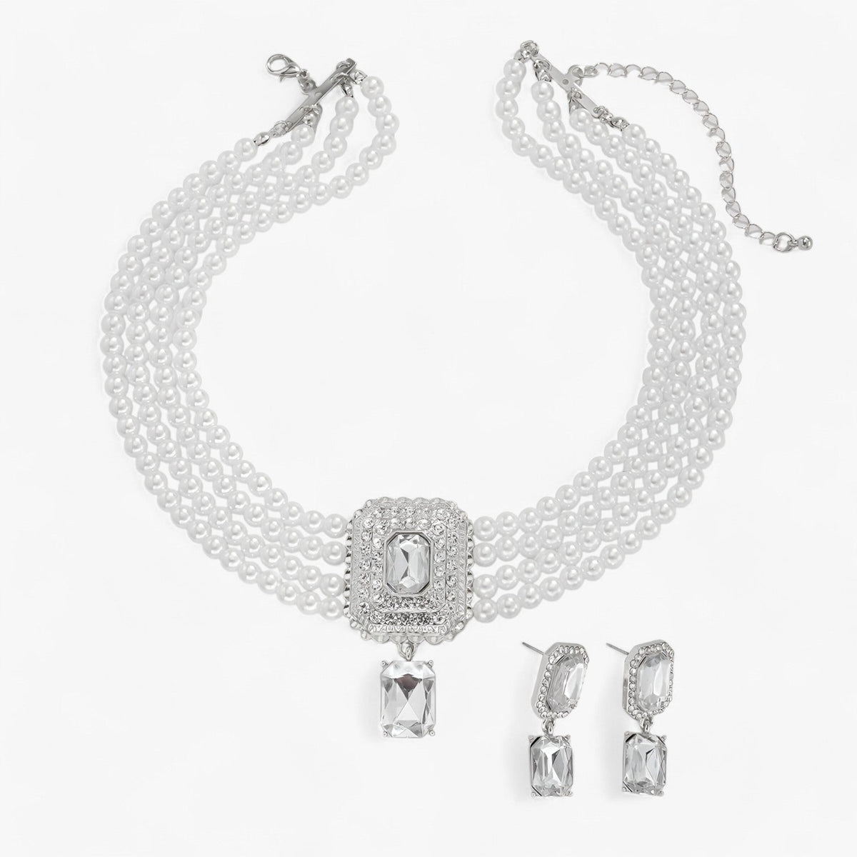 Multi-Layered Pearl Necklace and Earring Set for Occasions