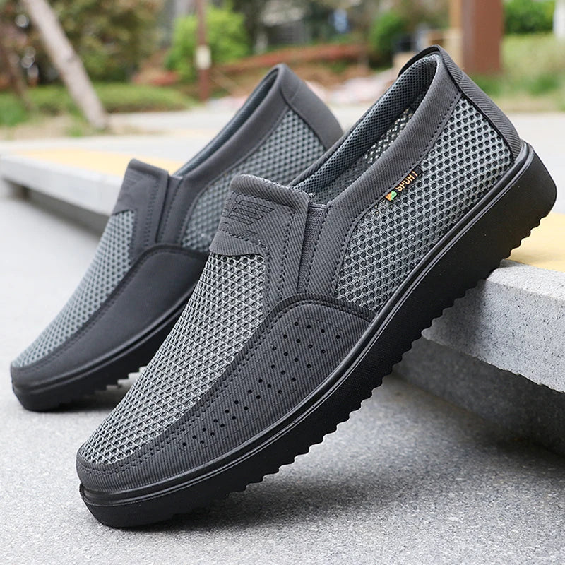 Men's Slip-On Mesh Shoes with Elastic Side Inserts