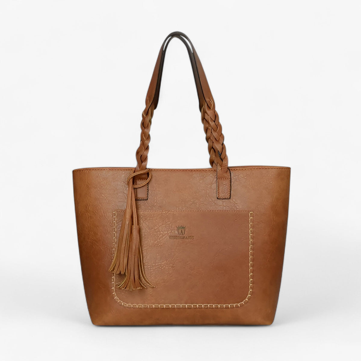 Faux Leather Shoulder Bag with Tassel Detail and Roomy Interior
