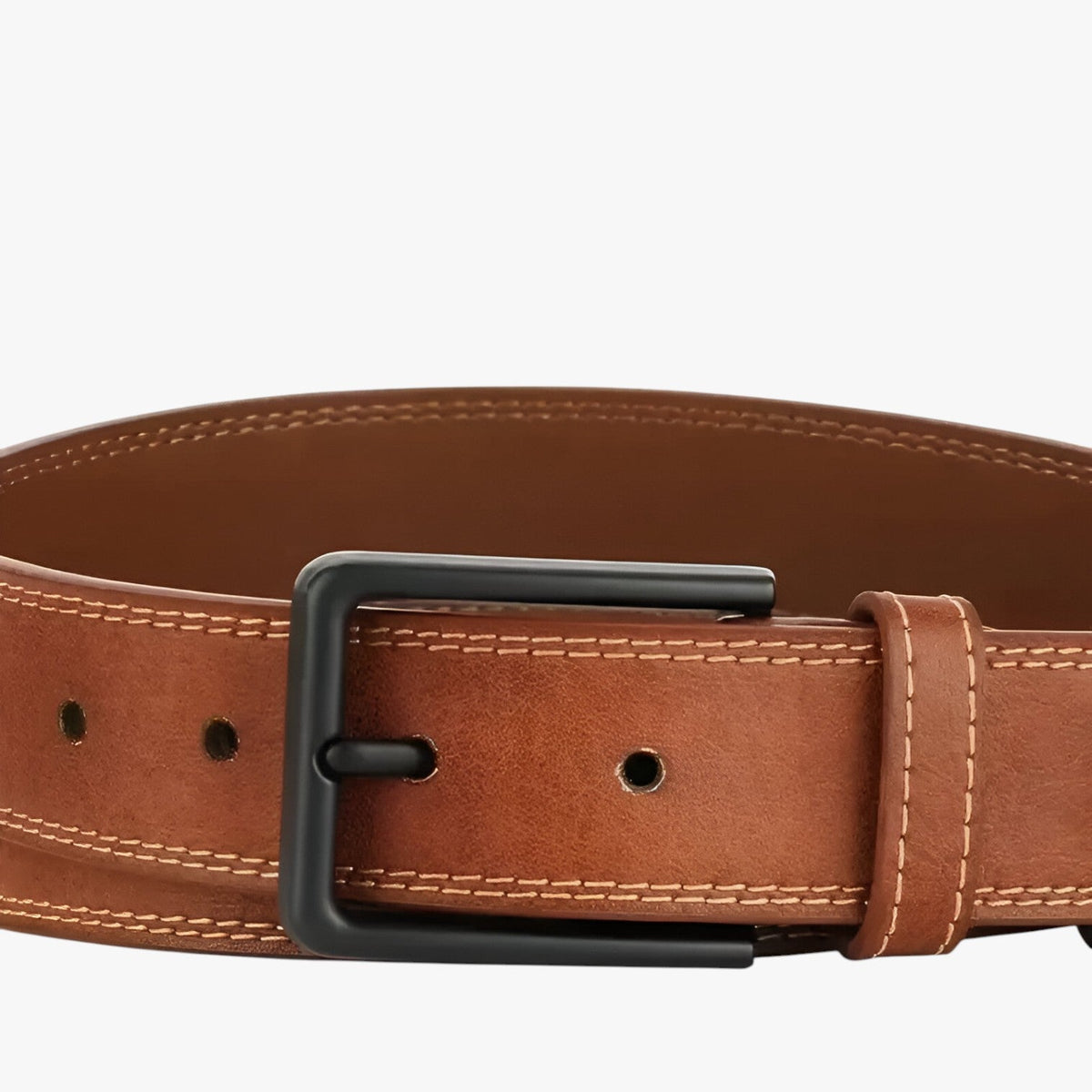 Faux Leather Belt with Retro-Style Classic Buckle