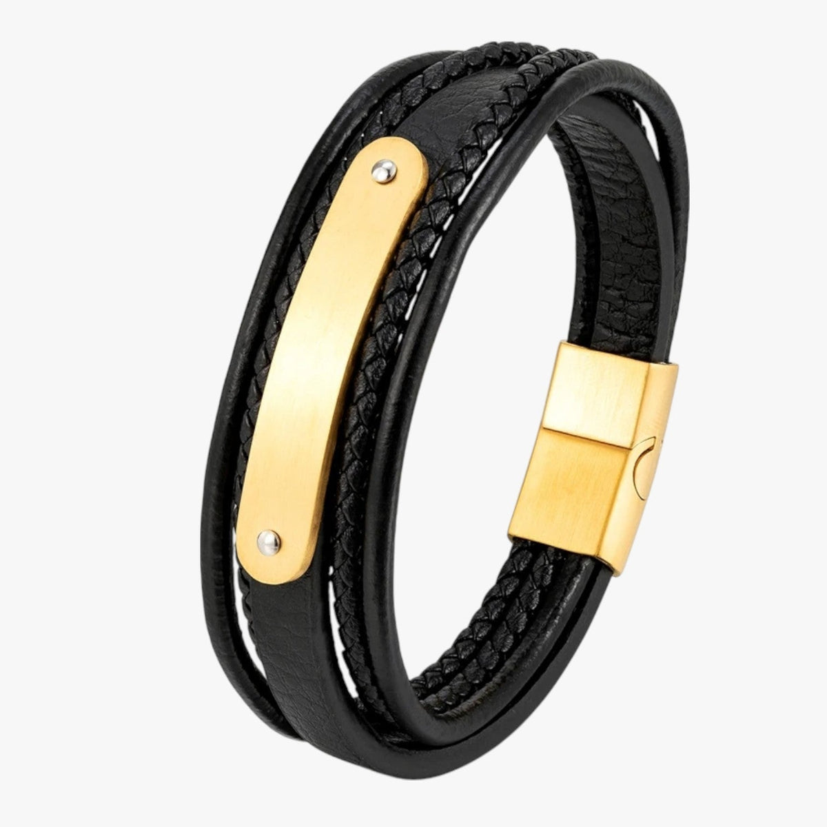 Personalised Braided Faux Leather Bracelet with Engraved Initial