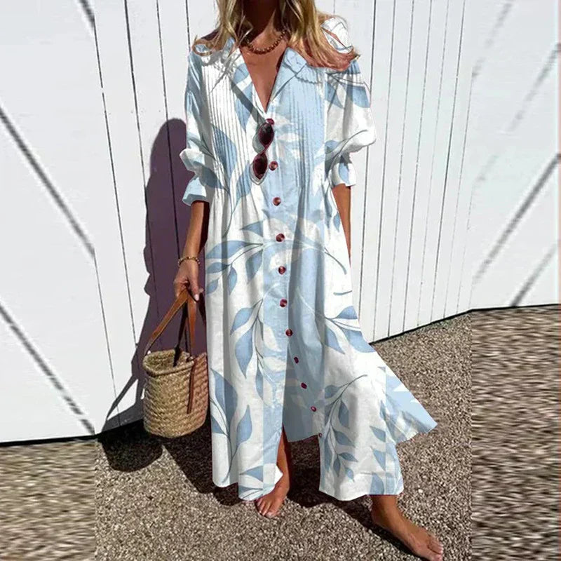 Tiered Floral Midi Dress with V Neckline
