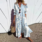 Tiered Floral Midi Dress with V Neckline