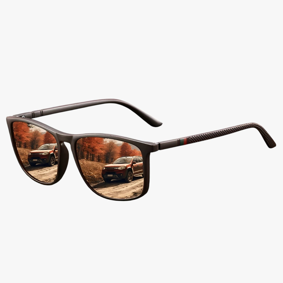 Vintage Striped Polarised Sunglasses with Retro Detailing