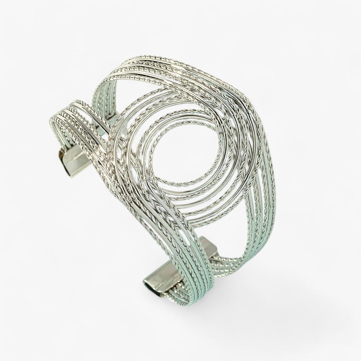 Double-Engraved Metal Bangle Bracelet, Bold Style