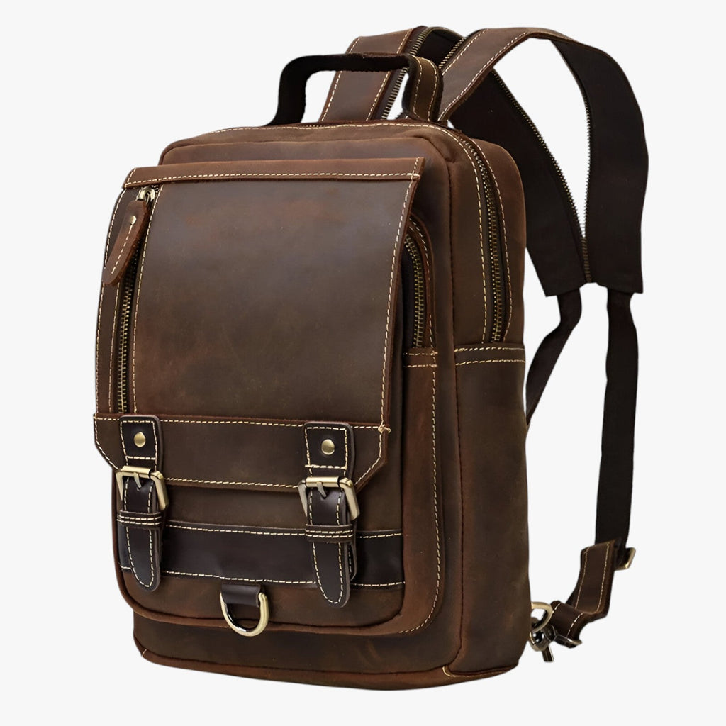 Convertible Backpack with a Vintage Faux Leather Finish