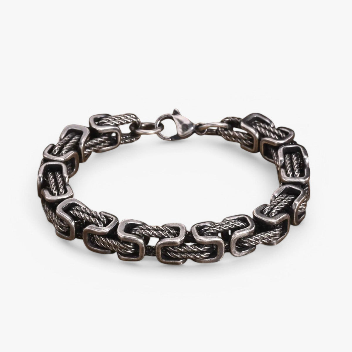 Men's Chunky Byzantine Link Bracelet in Stainless Steel