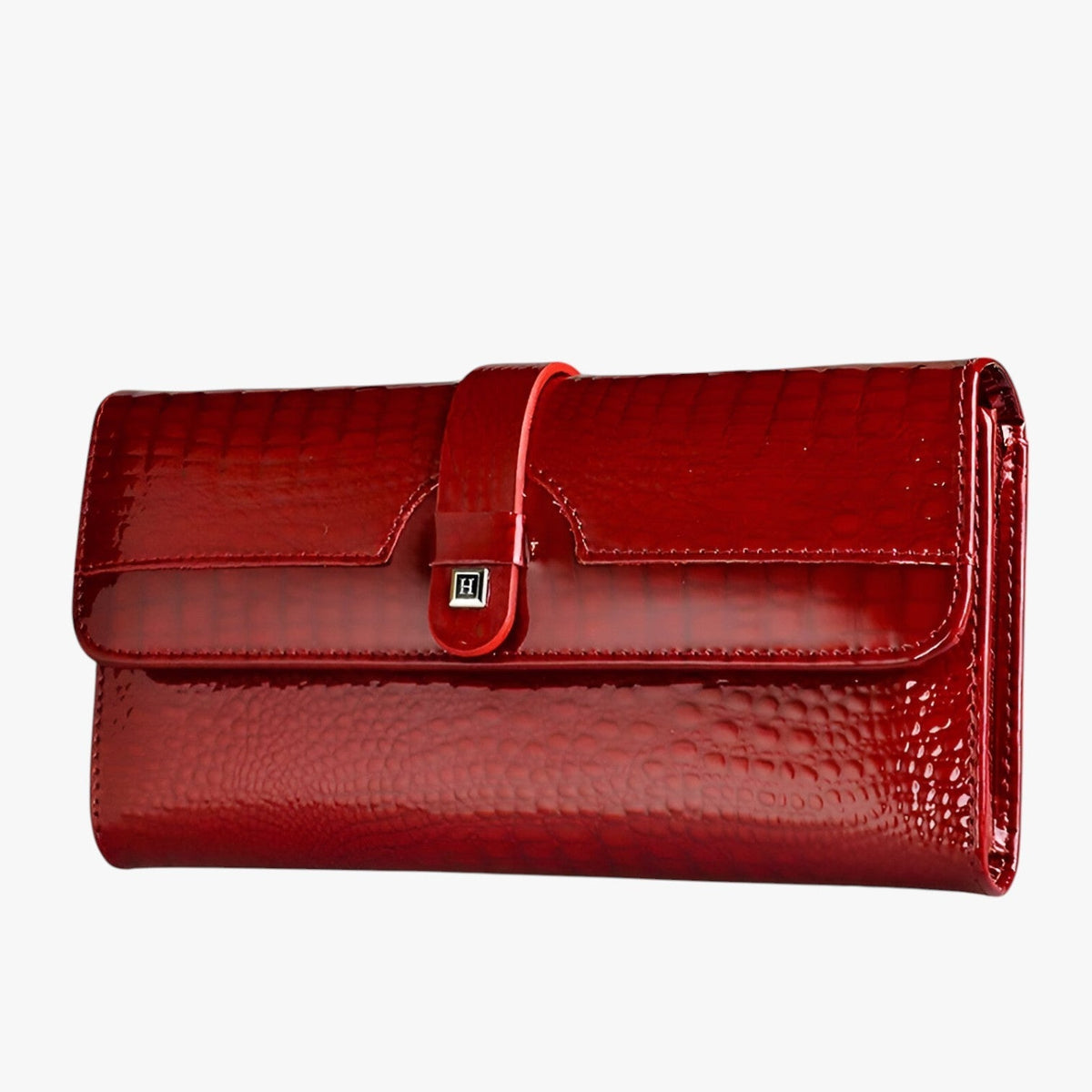 Glossy Faux Leather Clutch and Wallet Combo