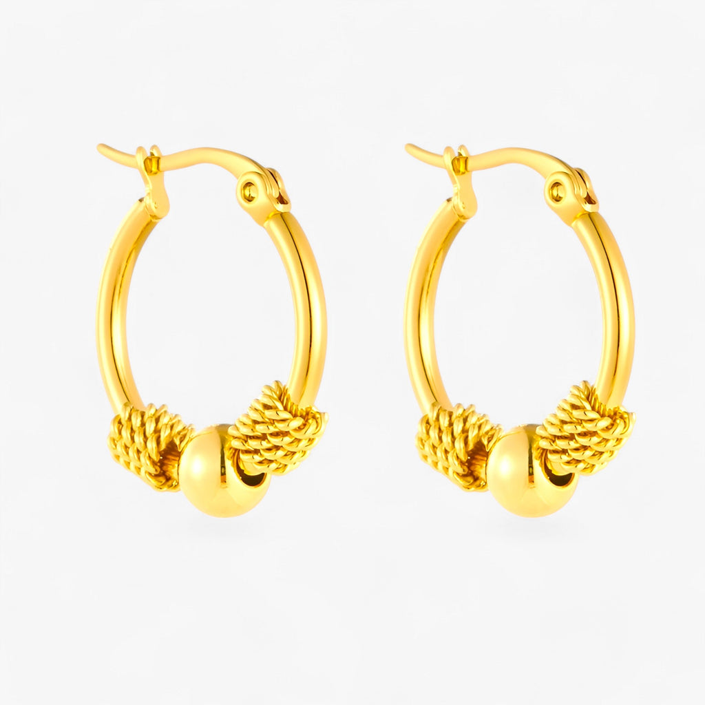 Woven Gold-Tone Earrings with Classic Pattern