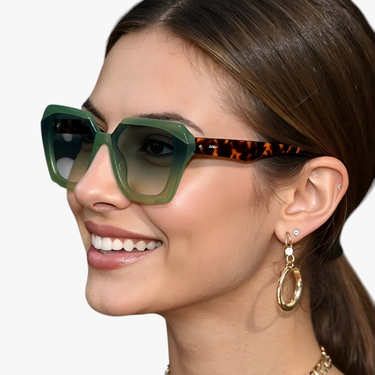 Square-frame sunglasses with a soft gradient lens tint