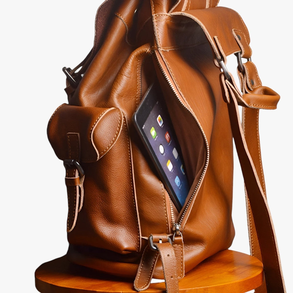 Water-Repellent Faux Leather Travel Bag with Adjustable Strap