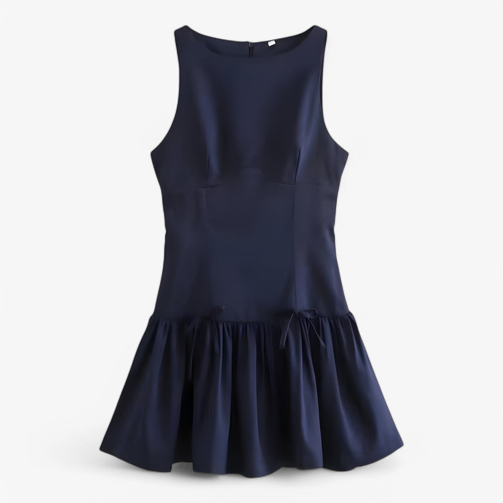Ruffled Mini Dress with Bow Detail for Evening Occasions