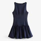 Ruffled Mini Dress with Bow Detail for Evening Occasions