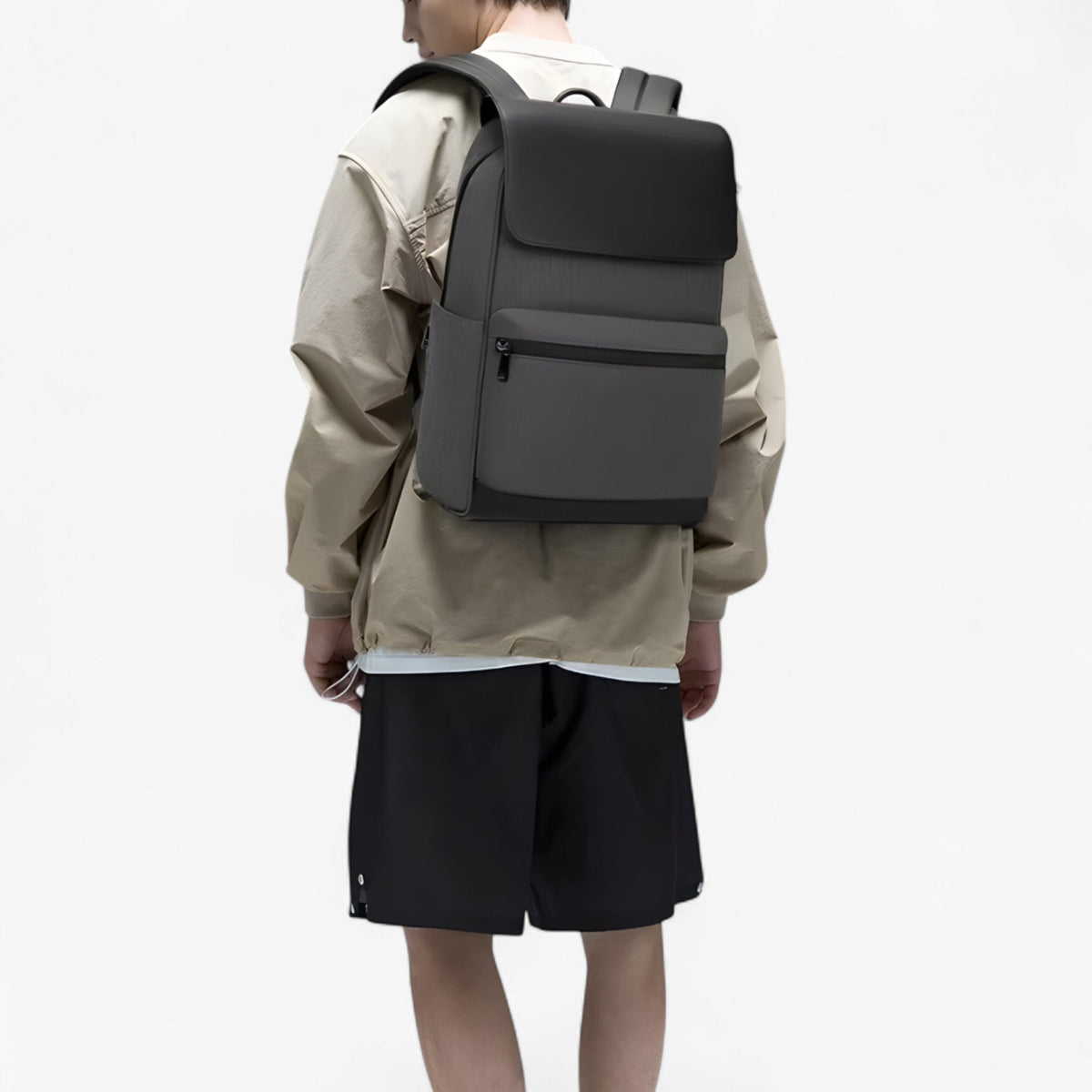 Hard-Shell Backpack with Hidden Zippers and USB Port