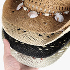 Straw Cowboy Hat with Wide Curved Brim for Summer