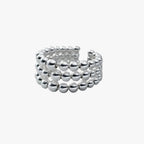 Handgjord geometrisk ring i tre lager i silverton