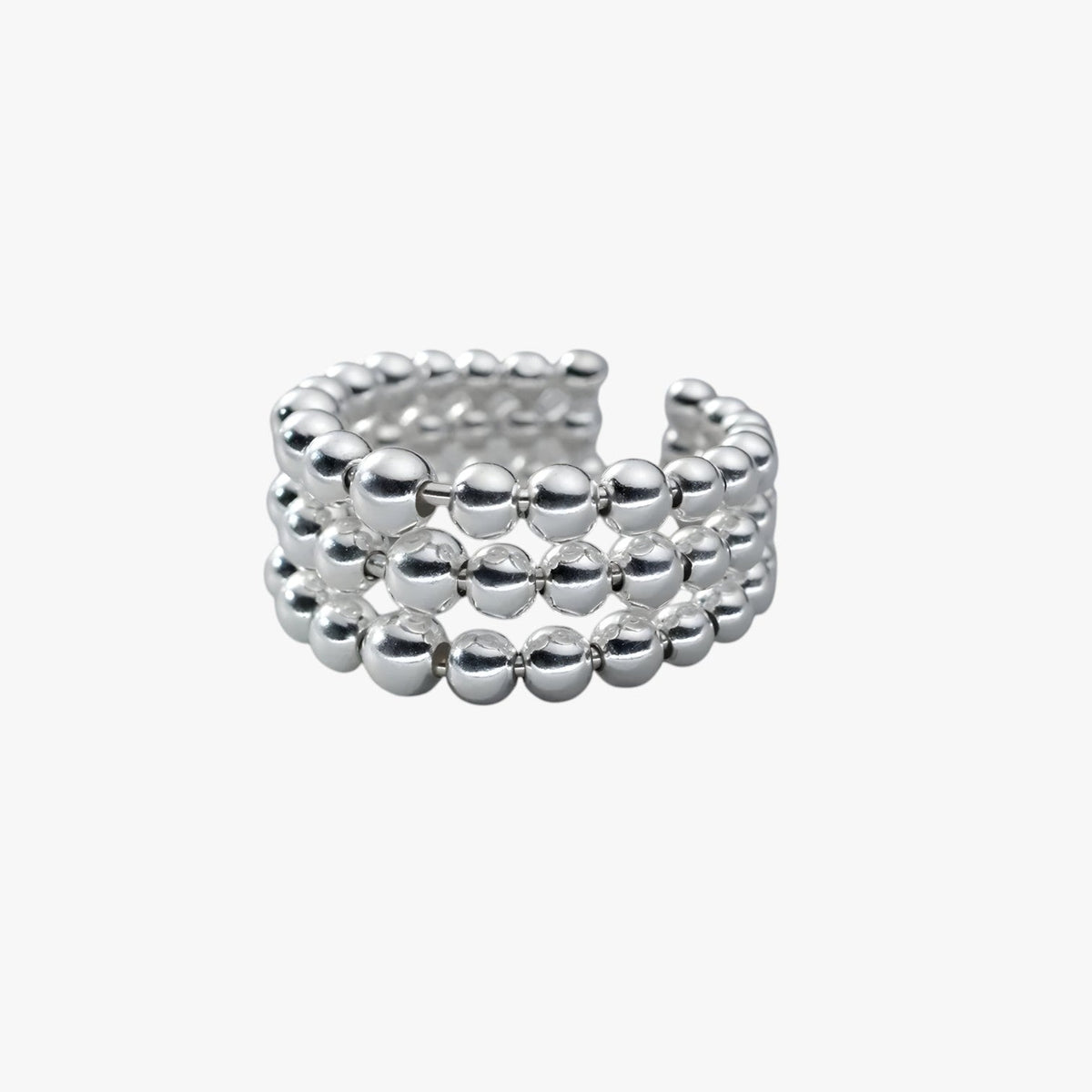 Handgjord geometrisk ring i tre lager i silverton