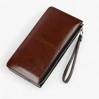 Vintage-Style PU Leather Wallet with Wrist Strap