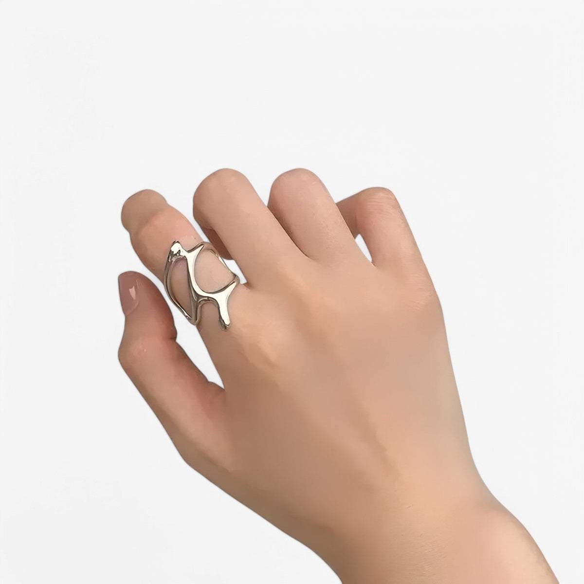 Adjustable Vintage-Style Silver Ring with Open Branch Design