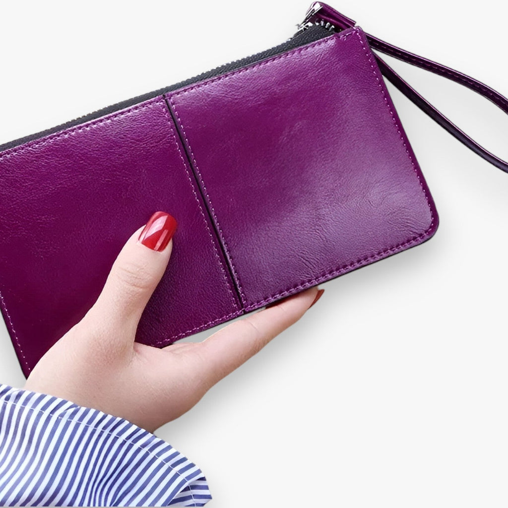 Vintage-Style PU Leather Wallet with Wrist Strap