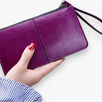 Vintage-Style PU Leather Wallet with Wrist Strap
