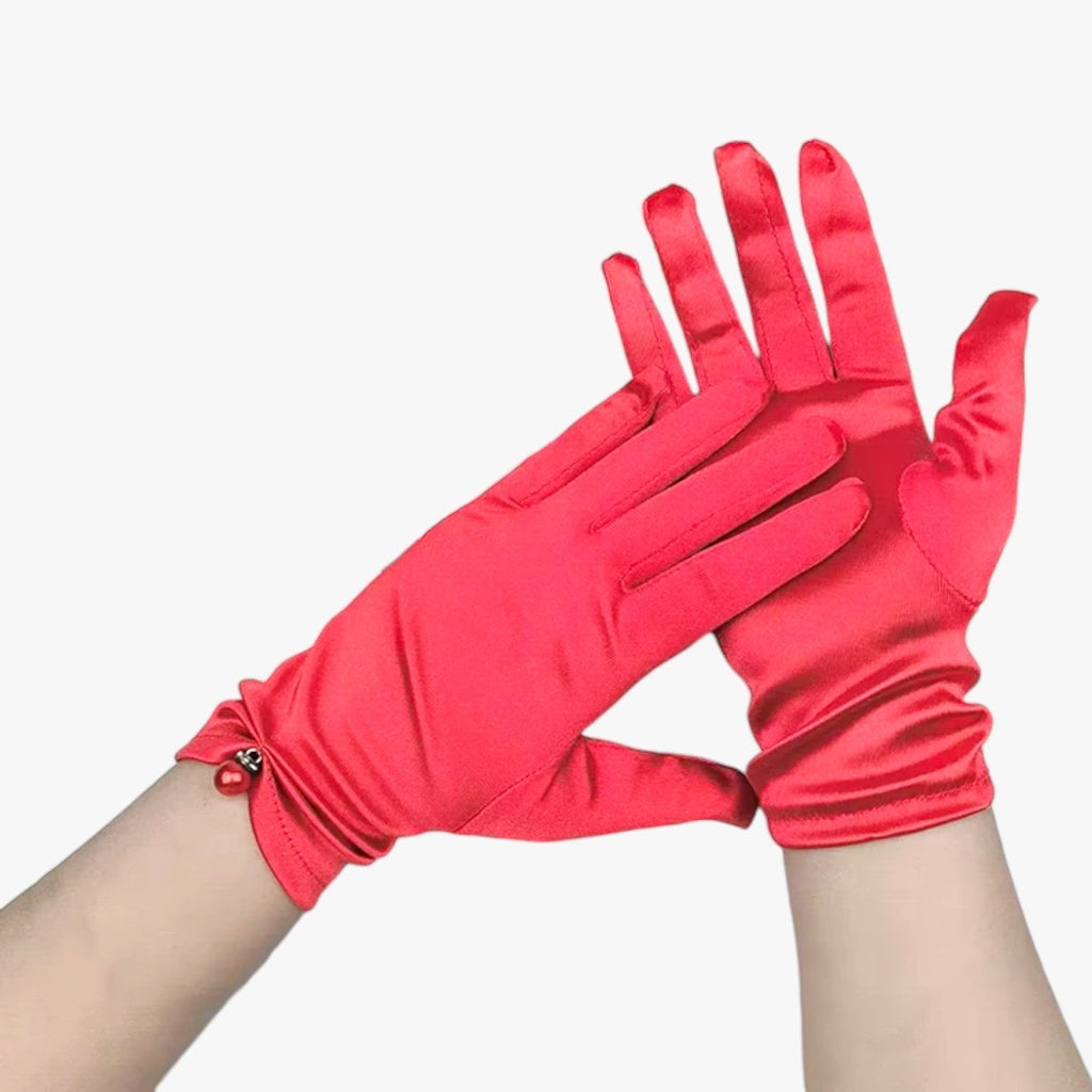 Satin Gloves with Pearl Detail for Ceremonies