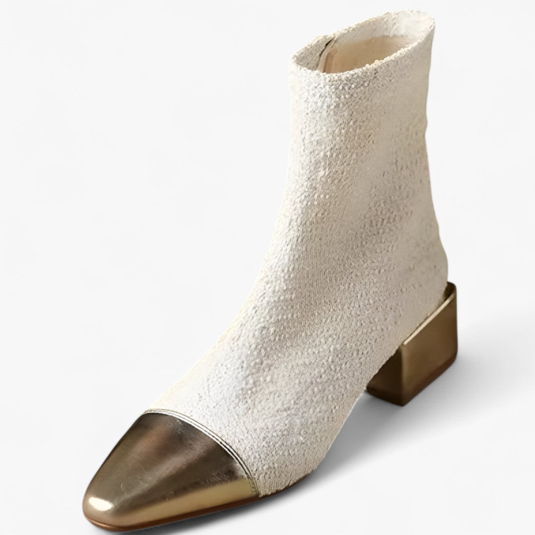 Pointed-Toe Stiletto Ankle Boots with Back Zip