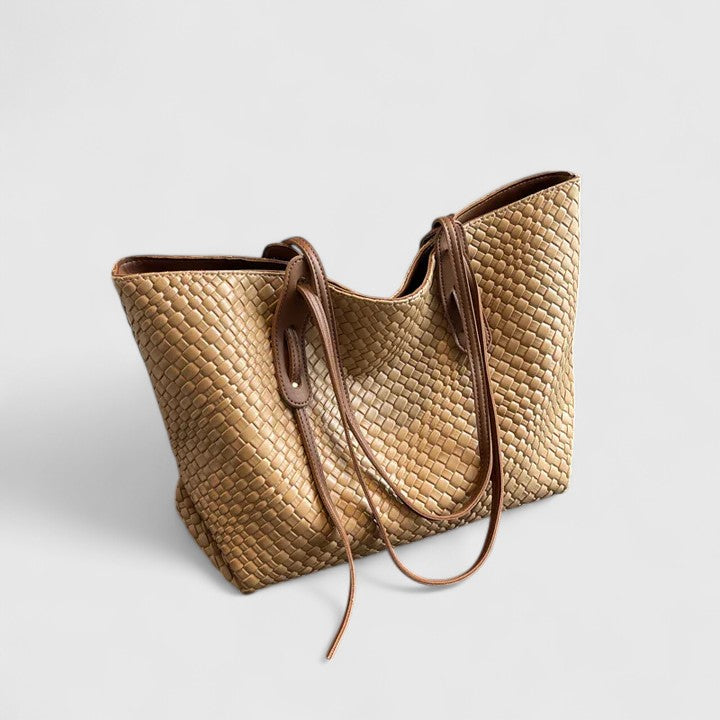 Bolso de asas de textura trenzada con capacidad para el día a día