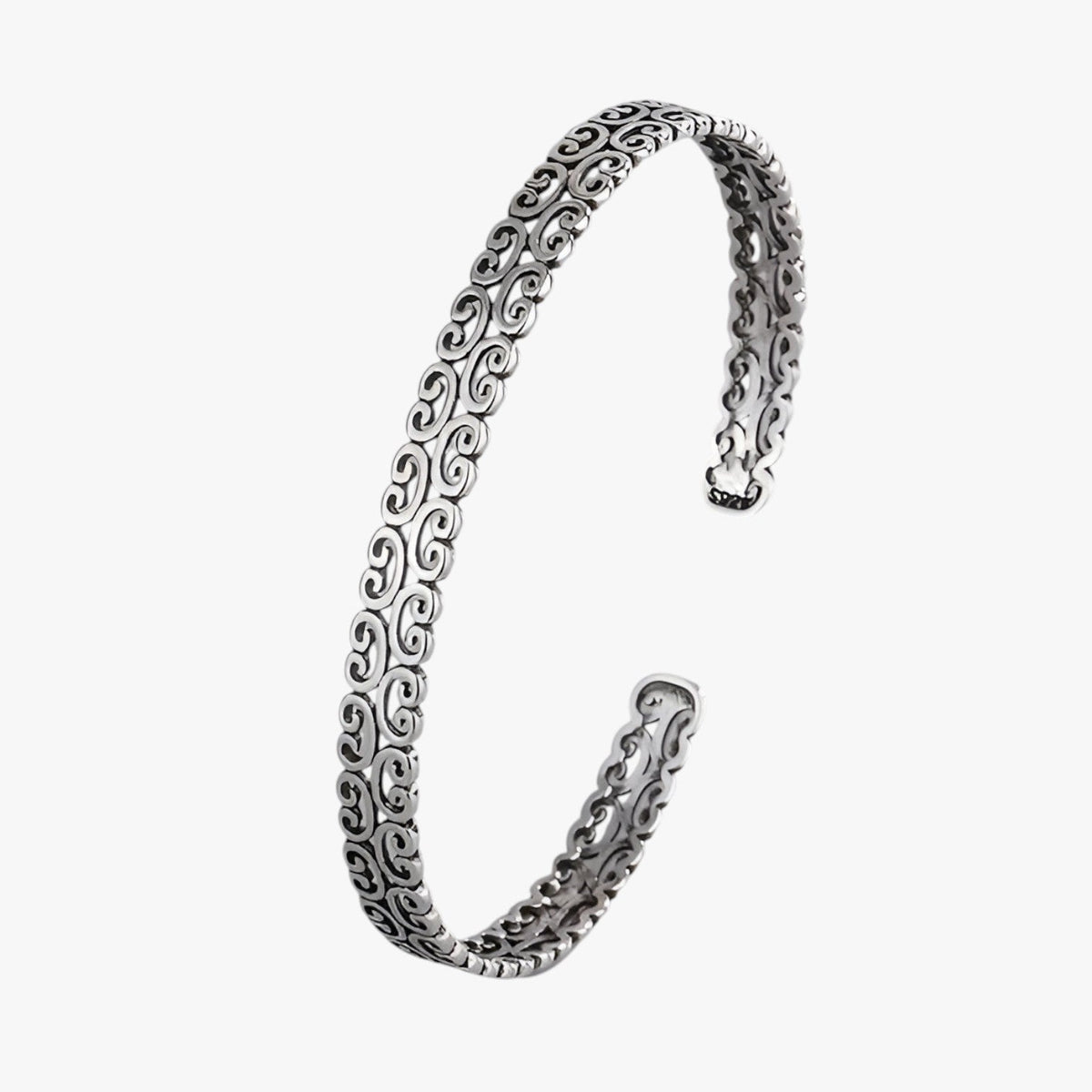 Silver Cuff Bracelet with Delicate Cloud-Inspired Design