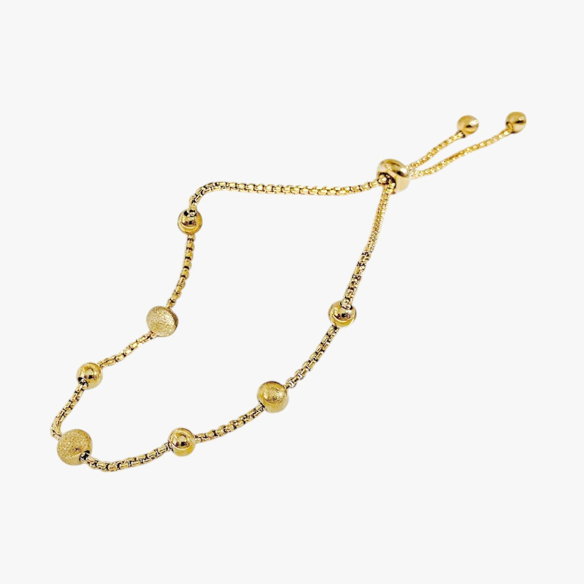 Adjustable Matte Bead Bracelet in Stainless Steel