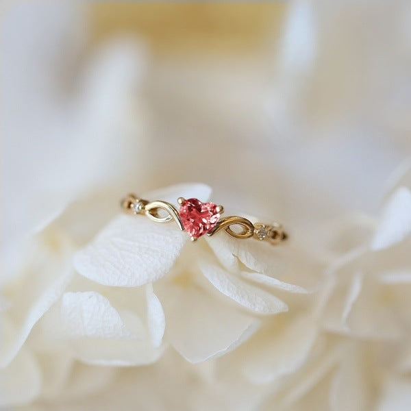 Zirconia Heart Ring with Coloured Stone Choice and Romantic Shape