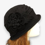 Floral Print Wool Blend Fedora Hat for Autumn and Winter