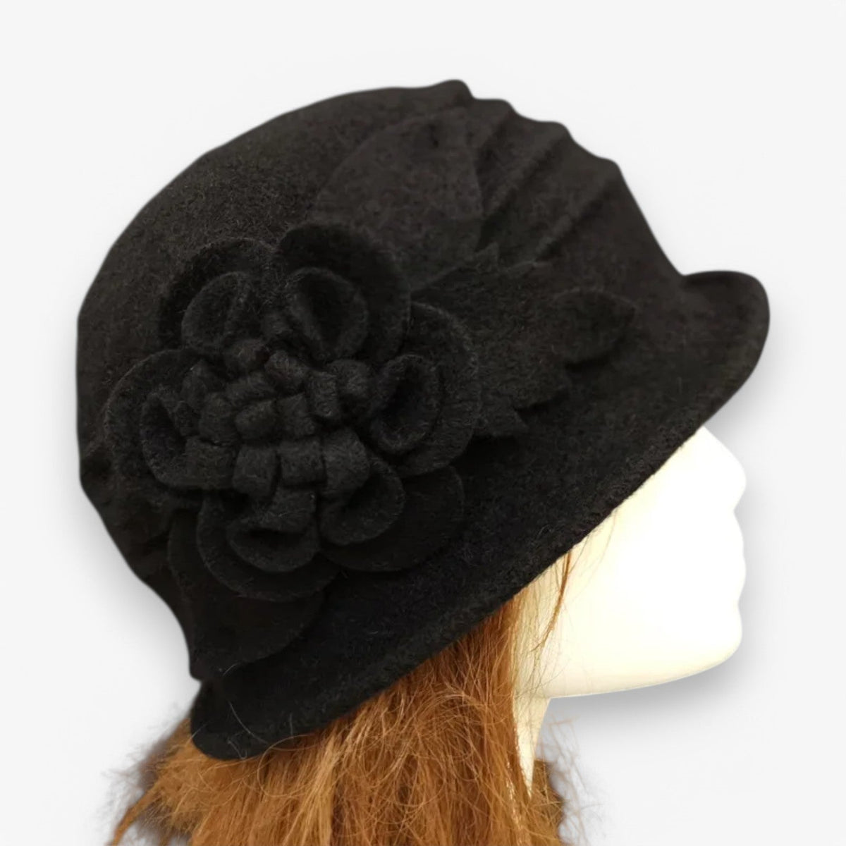 Floral Print Wool Blend Fedora Hat for Autumn and Winter