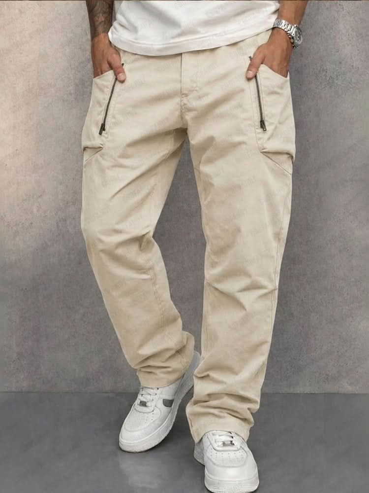 Cotton Cargo Trousers with Secure Zip Pockets