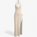 Long Dress with Sculptural Rosette Chest Detail
