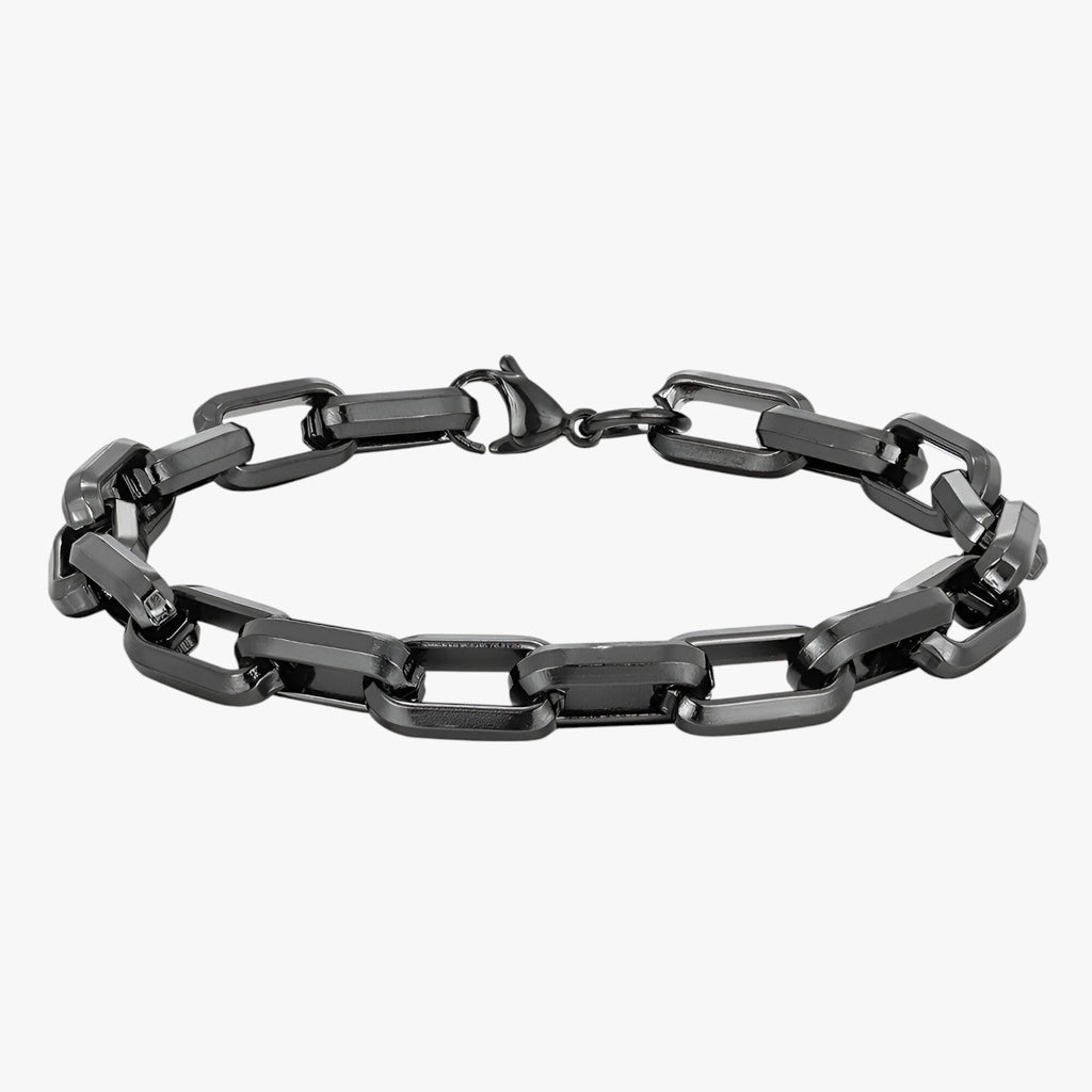 Pulsera de hombre de eslabones de acero inoxidable en negro y dorado