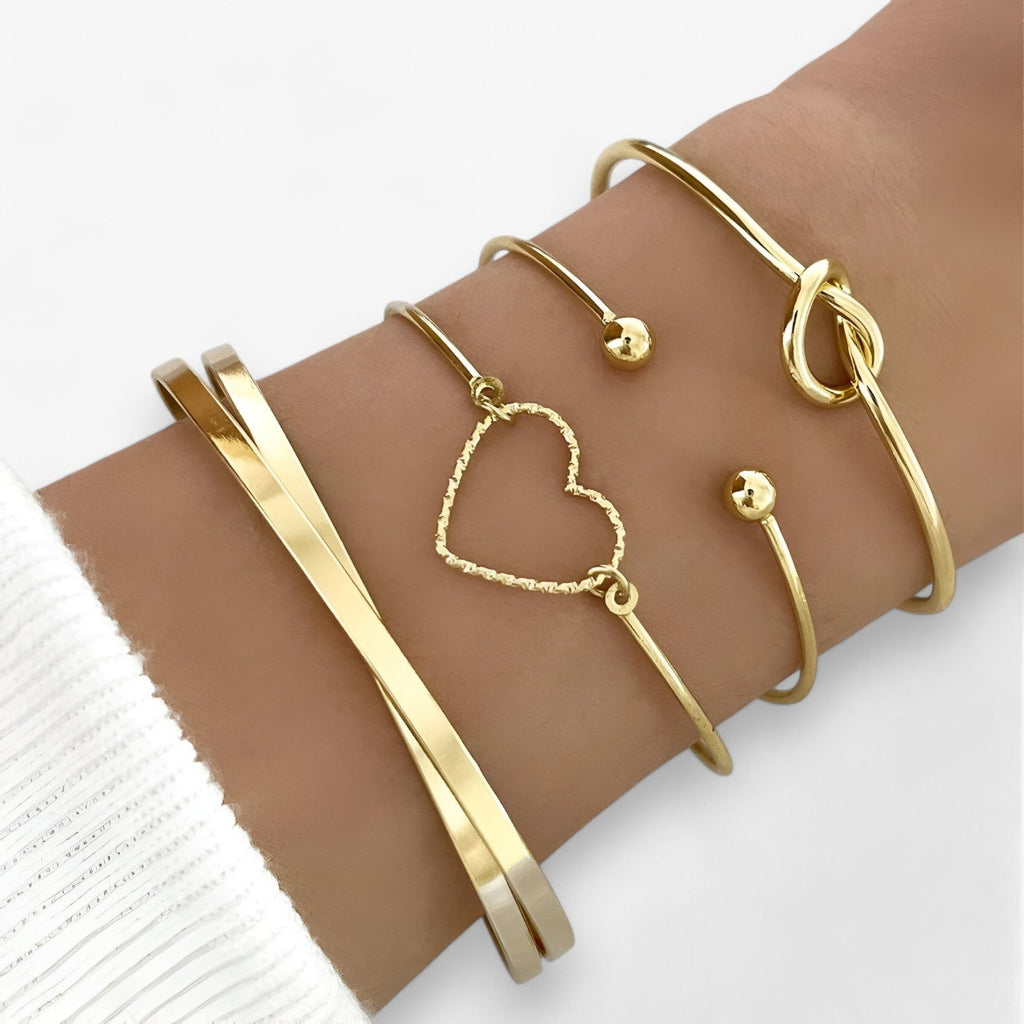 Interwoven Stainless Steel Bracelet Set for Stacking