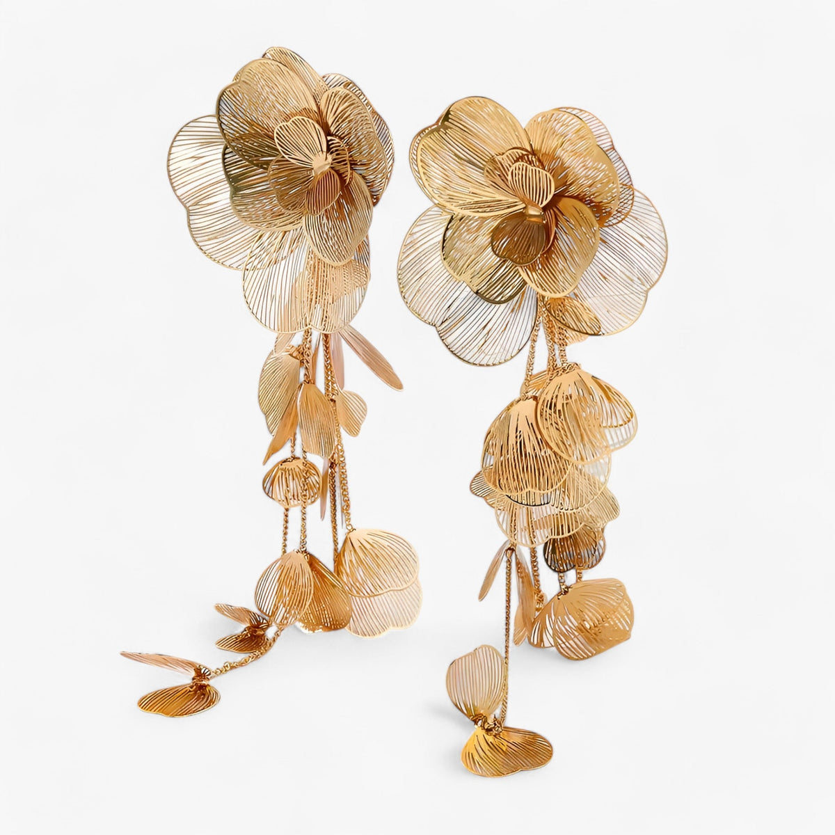 Vintage Flower Fringe Earrings with Tassel Detail