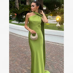 Draped Evening Gown with Open Back