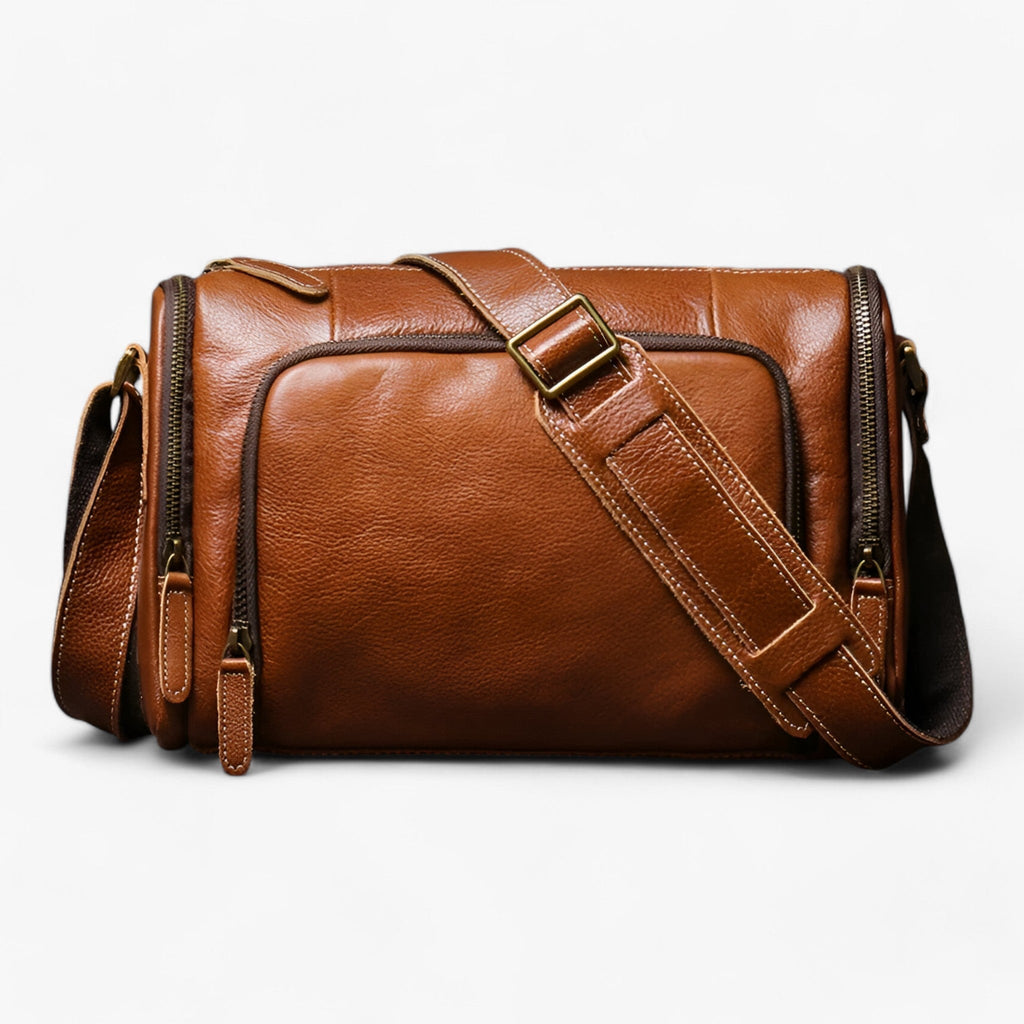 Vintage Structured Shoulder Bag with Multiple Compartments