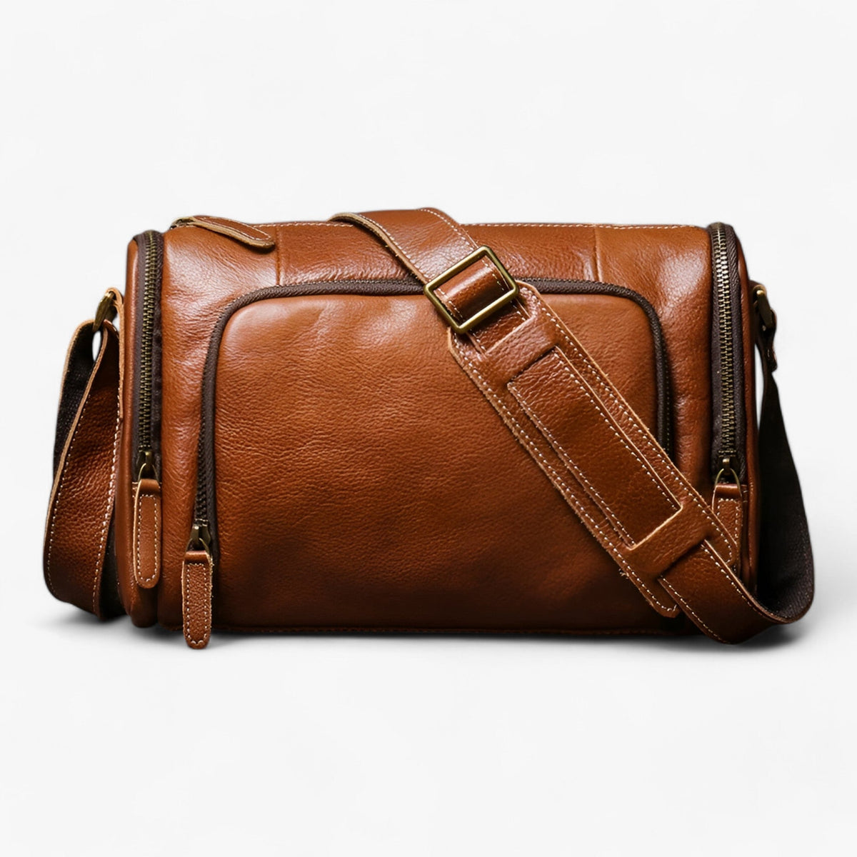 Vintage Structured Shoulder Bag with Multiple Compartments