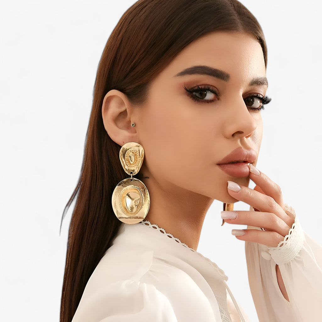 Vintage Cowboy Hat-Inspired Conical Statement Earrings