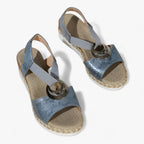 Vintage-Style Espadrille Wedge Sandals with Ankle Strap