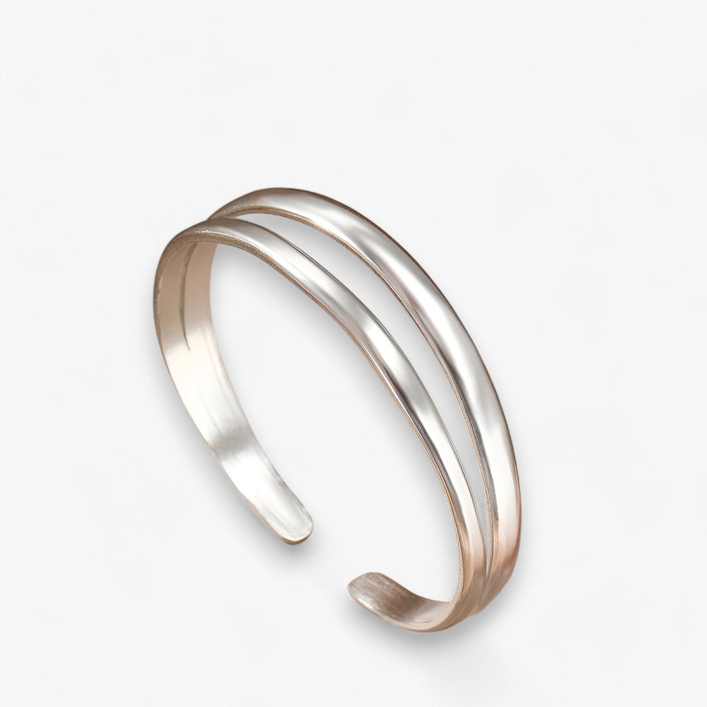 Two-Layer Stainless Steel Bracelet with Adjustable Fit