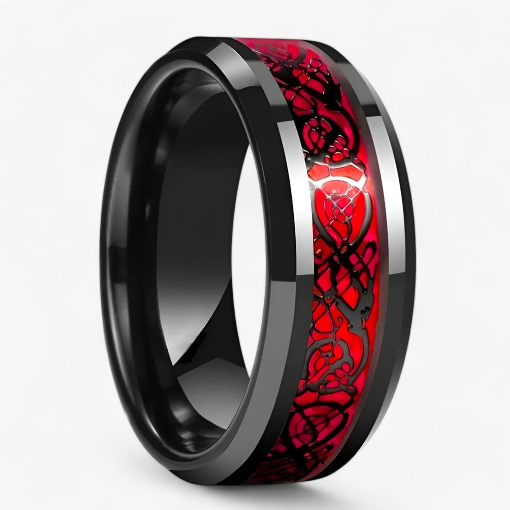 Celtic-Pattern Ring Set with Heart-Shaped Stone