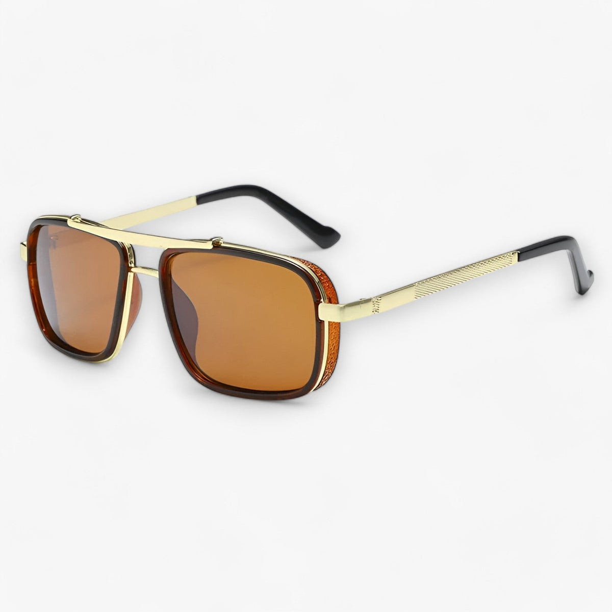 Square-Frame Pilot Sunglasses with a Double Bridge
